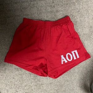 Red Soffe AOII shorts